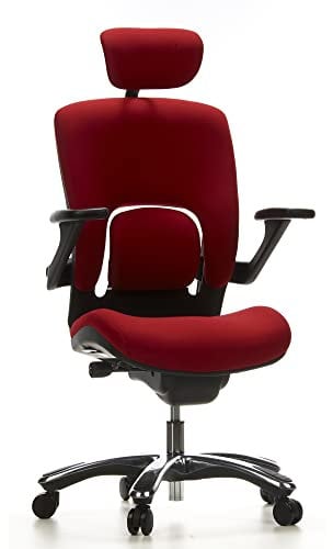 hjh OFFICE 652050 High End Bürostuhl Vapor LUX Stoff Rot Ergonomischer Drehstuhl mit Flexibler Lendenwirbelstütze