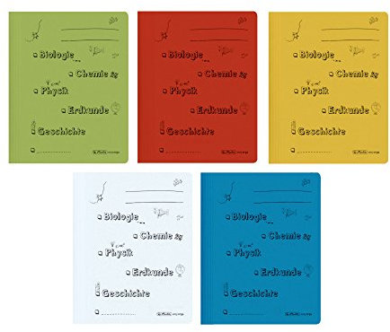 Herlitz 11253838 Schnellhefter A4 mit Schulfach-Aufdruck für die Oberschule, kaufmännische- und Behördenheftung, 5 Stück