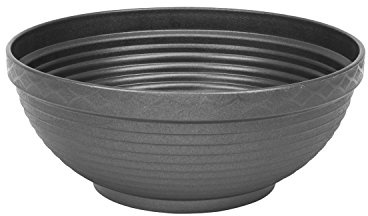 Prosperplast 3 x jardiniere Blumentopf Anthrazit massiv Optik Höhe 125 mm, Durchmesser: 295 mm Rund Garten Dekoration