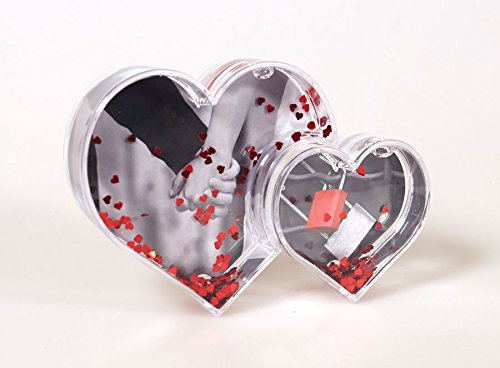 Double Heart Glitzerkugel Bilderrahmen für 2 Fotos 6x5 cm 9,5x8,5 cm Foto Kugel