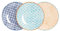 Nicola Spring Hand-Printed Side Plates - 18cm - 3 Colours - Pack of 6 - Porcelain Decorative Patterned Dining Dish Plates for Snacks, Starters, Dinner, Dessert