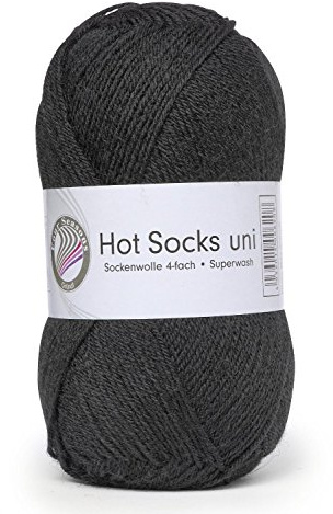 Hot Socks Uni ,4-fach-Wolle 18 Schwarz Uni