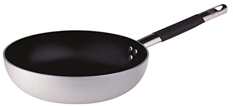 Pentole Agnelli Platinium Sauteuse en Aluminium, épaisseur 3 mm, avec poignée Tubulaire en Acier Inoxydable, argenté 40 cm Argent
