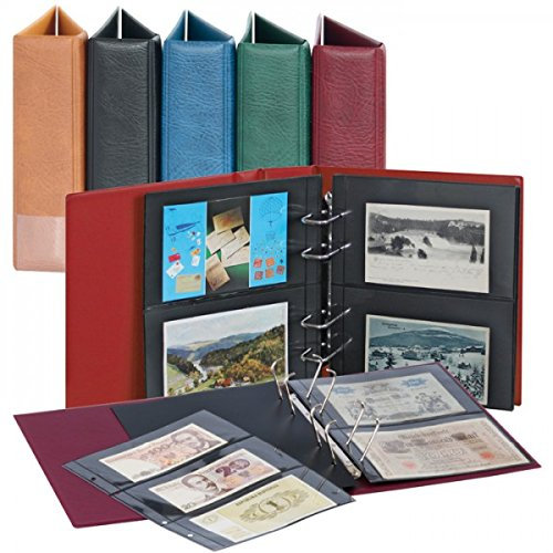 LINDNER Das Original Multi Collect Sammelalbum für Fotos/Postkarten/Banknoten mit 20 geteilten, beidseitig bestückbaren Folienblättern für bis zu 80 Belege-Hellbraun