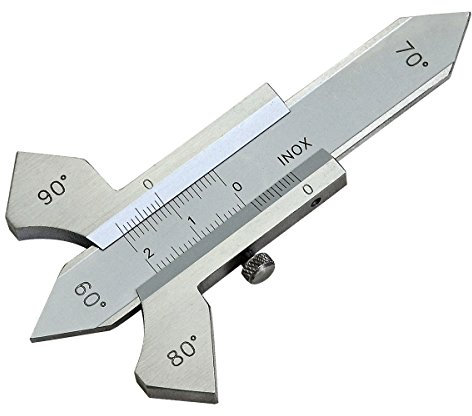 RIVERWELD Schweißprüfmesser mit vier Winkelanzeigen 60°,70°,80°,90° Ablesung in Zoll metrisch & Zollbruchteilen Prüft Schweißhöhe Kehlnahtdicke Anfaswinkel Zum Schweißertest