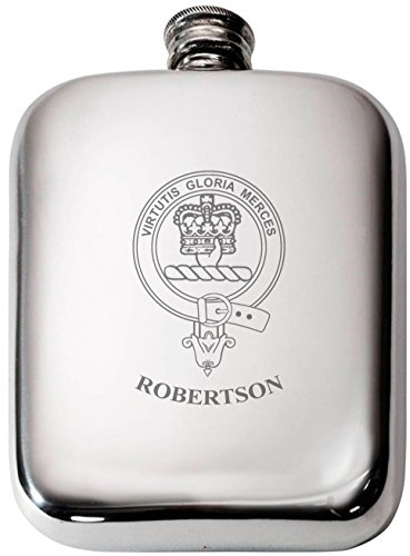 I LUV LTD Robertson Clan Crest Pewter Hip Flask 6oz