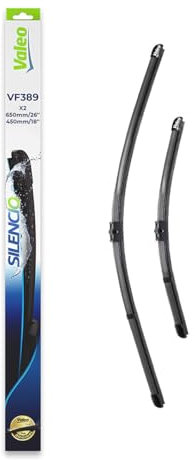 VALEO Silencio Wischer - VF389 - Leistungsstarke, hervorragende Sicht auf der Straße, einfache Montage - originale Flachblätter 650mm/450mm - Vorne - Set mit 2 Wischerblättern - 574709
