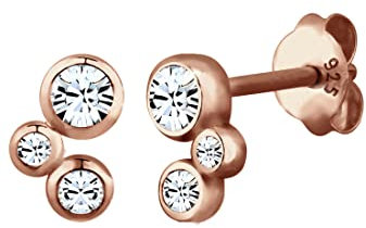 Elli Ohrringe Damen Ohrstecker Kreis funkelnd mit Kristallen in 925 Sterling Silber rosé vergoldet