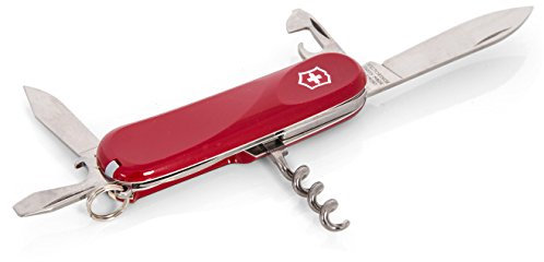 Victorinox Evolution S101 Couteau de Poche Suisse, Léger, Couteau Multifonction, 12 Fonctions, Lame Fixe, Tire Bouchon, Rouge