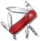 Victorinox Evolution S101 Couteau de Poche Suisse, Léger, Couteau Multifonction, 12 Fonctions, Lame Fixe, Tire Bouchon, Rouge