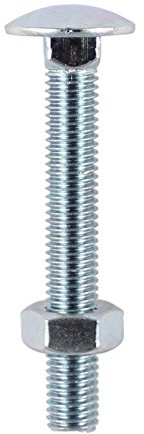 TIMCO BZP Carriage Bolt and Hex Nut - M10x 130 - Zinc - Pack of 2