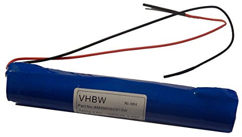 vhbw 1x Akku für Fluchtweg, Notfallbeleuchtung (1500 mAh, 3,6 V, NiMH) mit Anschluss-Kabel