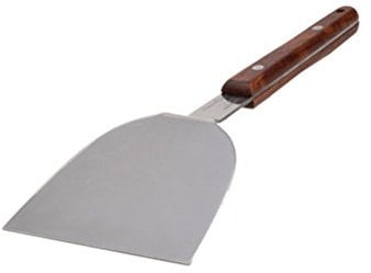 AmgateEu 9 Inch Stainless Steel Teppanyaki Turner & Barbecue Spatula with Wood Handle