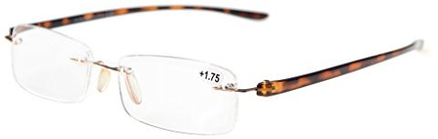 Eyekepper Leser Kleine Linse Randlos Lesebrille Männer Frauen(Tortoise Buegel)+1.25