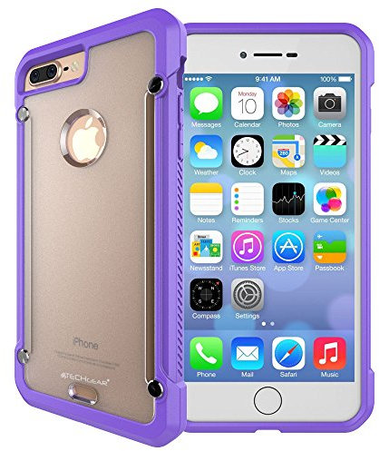TECHGEAR iPhone 8 Plus, iPhone 7 Plus Case - [Fusion Armour] Premium Slim Hybrid Tough Rugged Protective Bumper Case Heavy Duty Protector Cover Compatible with Apple iPhone 8 Plus, 7 Plus, Purple