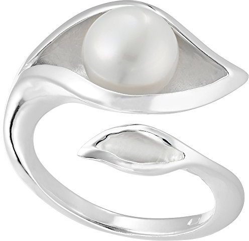Vinani Ring Knospe mit Natur Perle verschlungen glänzend massiv Sterling Silber 925 Blume Größe 54 (17.2) 2RGL-54