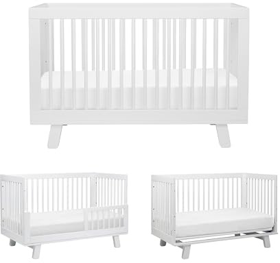Babyletto Hudson 3-in-1 Convertible Baby Crib with Toddler Bed & Daybed Conversion - Easy to Assemble - GREENGUARD Gold Certified w/ 4 Adjustable Mattress Heights - White