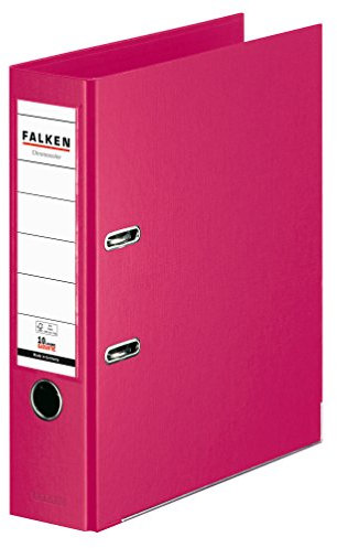 Original Falken Chromocolor Premium-Ordner. Made in Germany. Kunststoffbezug außen und innen 8 cm breit DIN A4 Pastell-Farbe pink Ringordner Aktenordner Briefordner Büroordner Plastikordner