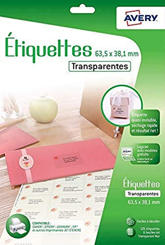 Avery 126 transparente Klebeetiketten Inkjet 3,5 x 38,1 mm