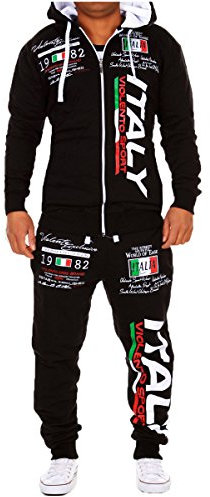 L.G Life Herren Jogginganzug Bella Italia (S, Schwarz)