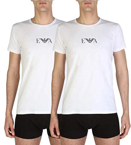 Emporio Armani Herren 2-pack T-shirt Essential Monogram Schlafanzugoberteil, Weiß (White/White), L EU
