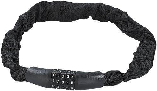 infactory Fahrrad- & Motorrad Kettenschloss, 5fach Zahlenkombination, 25mm, 78cm