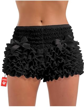 Fun Shack, White Ruffle Shorts Costume Women, Halloween Costumes for Women | Stylish Burlesque Shorts Included, Perfect for Halloween, Great for Fancy Dress