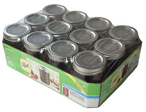 Ball Mason Gesteppte Gelee-Gläser mit Deckel und Bändern, 237 ml, 12 Stück