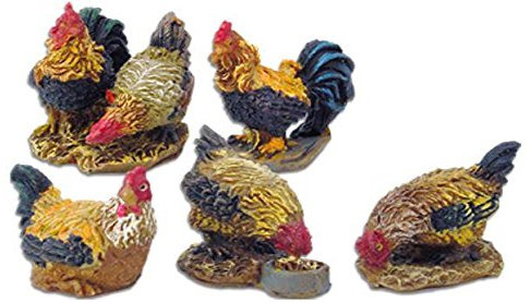 Unbekannt Krippenzubehör Gockel und Hühner 5tlg. Höhe 3cm geeignet für 5-7cm Figuren