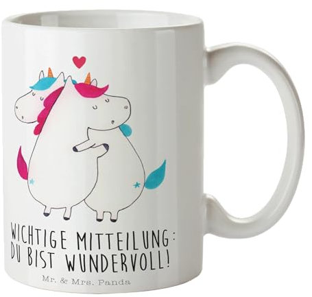 Mr. & Mrs. Panda Tasse Einhorn Mitteilung, Keramik, 325 ml