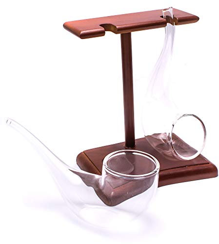CKB LTD Pack of 2 Brandy Port Sipper with Wooden Display Stand Pipe Sipping Drinking Glasses Novelty Unique Gift Set 75ml