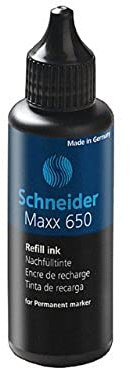 Schneider Maxx 650 Nachfüllflasche (Nachfülltinte für Marker 230/233/250/280, 50 ml) 6er Packung schwarz