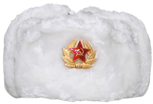 MFH Russische Wintermütze Weiß mit Abzeichen Größe S