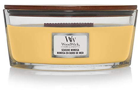 Woodwick Ellipse Scented Candle | Seaside Mimosa | with Crackling Wick | Burn Time: Up to 50 Hours