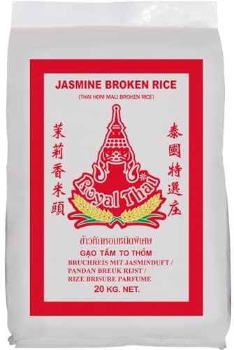 ROYAL THAI RICE - Gebrochener Jasmin Reis - 1 X 20 KG | Erstklassiger Jasmin Reis aus Thailand, ideal für Wok-Gerichte, ideal für perfekte Reis-Beilagen
