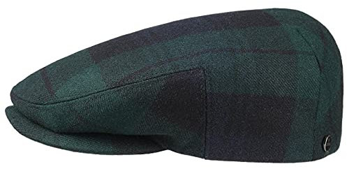 LIERYS Blackwatch Flatcap Herren Made in EU 100% Wolle Baumwollfutter Schirmmütze Kariert Sommer Winter grün 60 cm