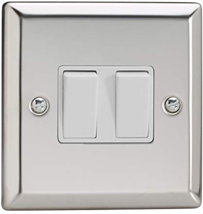 Varilight XC2W Rocker Switches 2 Gang Mirror Chrome White