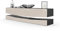 Vladon Lowboard City, Made in Germany, TV-Kommode mit Sockelelement, 1 offenem Fach und 3 Schubkästen, Schwarz Hochglanz/Sandgrau Hochglanz (178 x variabel x 39 cm)