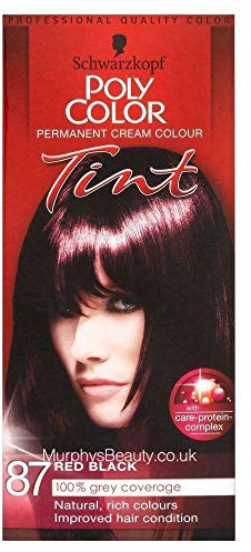 POLY COLOR PERMANENT CREAM COLOR TINT 87 RED BLACK 100% GREY COVERAGE