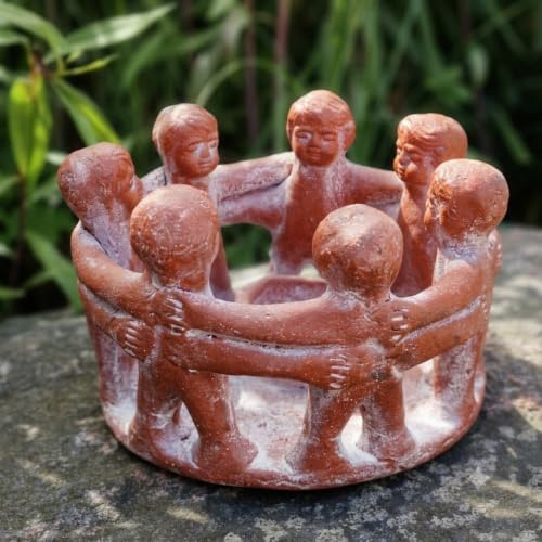 Budawi® Freundeskreis 7 Freunde aus Terrakotta Handwerkskunst aus Mexiko | Handmade Teelichthalter Kerzenhalter für Haus & Garten Circle of Friends