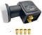 ARLI UHD Twin LNB + 4 F Stecker vergoldet HQ Sat Digital 4K 0,1 dB Ultra HD 2 Fach Teilnehmer Receiver Gold Anschluss ausziehbare Wetterschutz Universal Lmb Anlage Satelliten Antenne High Qualität