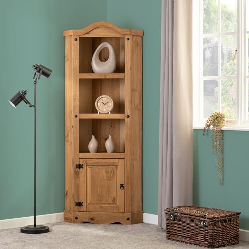 Seconique Corona Corner Unit in Distressed Waxed Pine