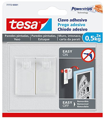 Clavo adhesivo tesa para paredes pintadas y yeso 0,5 kg, 2 piezas