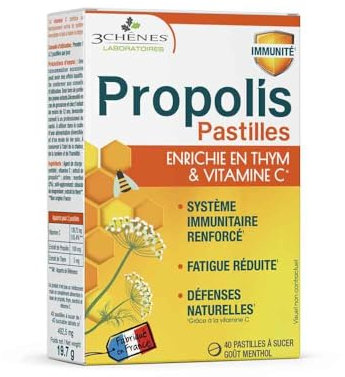 3 Chênes Propolis Pastilles à Sucer Adoucissantes & Calmantes - 40 pastilles