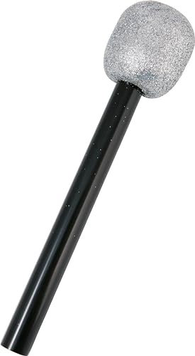 P'TIT Clown - 10573 - Micro Popstar - Noir, Argent - Faux Micro - Microphone en Plastique - Accessoire Déguisement Chanteur, Fête Costumée, Spectacle, Karaoké, Animation, Cosplay, Théâtre
