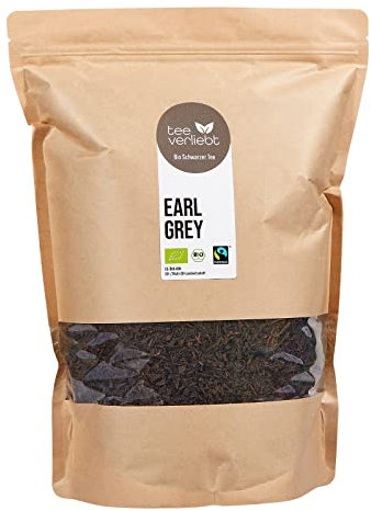 teeverliebt - Bio Schwarztee Earl Grey 1000 g I schwarzer Earl Grey Tee lose I klassischer English Breakfast Tea mit Bergamott-Öl I Fairtrade Standard I Schwarzer Tee Bio lose 1 kg