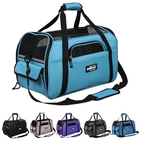 EliteField Soft Sided Pet Carrier (3 Year Warranty, Airline Approved), Multiple Sizes and Colors Available (Medium: 17.0 L x 9.0 W x 12.0 H, Sky Blue)