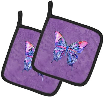 Caroline's Treasures Coppia di presine Farfalla su Viola 8860PTHD, Tessuto, Multicolore