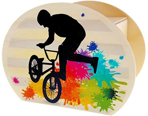 Hess Holzspielzeug 15208 - Spardose aus Holz mit Schlüssel, BMX Fahrrad, handgefertigt, Geschenk zum Geburtstag oder andere Anlässe, ca. 11,5 x 8,5 x 6,5 cm groß