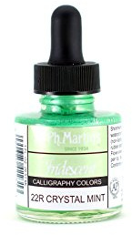 Dr. Ph. Martin's Iridescent Calligraphy Color (22R) Ink Bottle, 1.0 oz, Crystal Mint, 1 Bottle